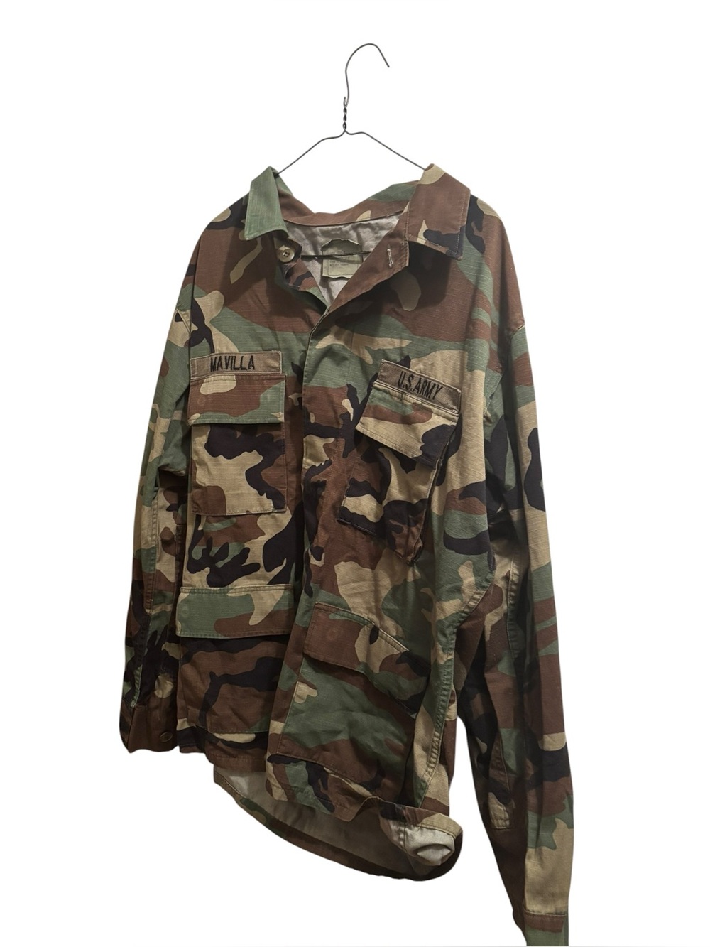 US Army Jacket Men’s Military Jacket With Name And Patch (Size Large)